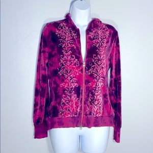 Pink velvet tie dye hooded sweatshirt with zipper